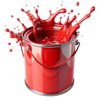 red paint box with red paint splash is isolated on transparent background png