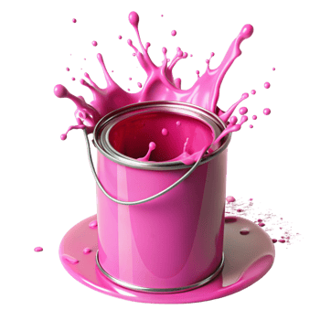 pink paint box with pink paint splash is isolated on transparent background png