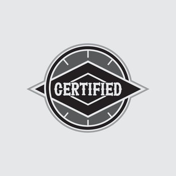 Certified rubber stamp red black badge certified text in frame or round Rectangular border Certification or seal icon logo design illustration and idea vector