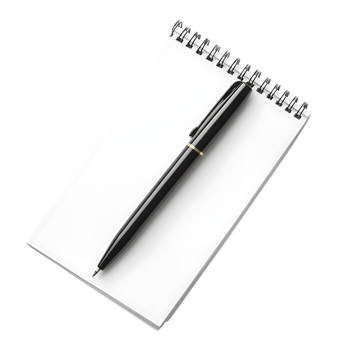 Blank notepad and pen ready for notes or ideas. png