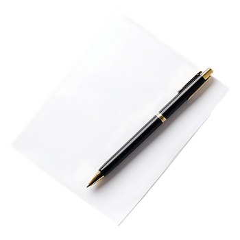 Blank paper and pen, ready to write. png