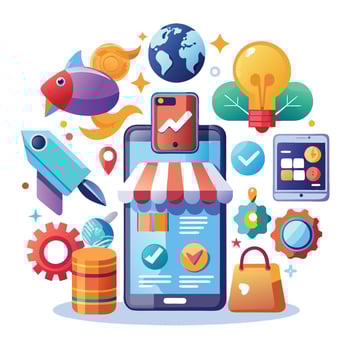 Global E-commerce Mobile App vector