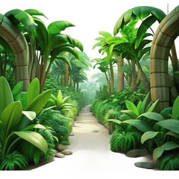 stunning classic A Lush Overgrown Jungle Path Dappled Sun professional png