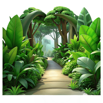 dramatic traditional A Lush Overgrown Jungle Path Dappled Sun high resolution png