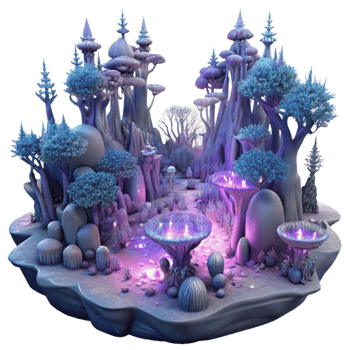 magnificent artistic A Digital Rendering of a Fractal Forest detailed png