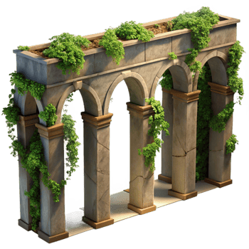 vibrant vintage A Crumbling Roman Aqueduct Overgrown With original png