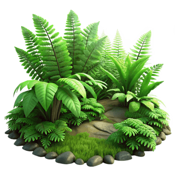 extraordinary creative A Lush Green Forest Floor Covered in Fer high quality png