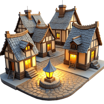 impressive vintage Medieval Thatched Roof Cottage premium png