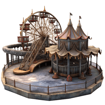wonderful contemporary An Abandoned Amusement Park with Decaying detailed png
