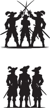 musketeer silhouettes on white vector