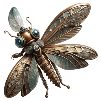 extraordinary minimalist A Steampunk Dragonfly Delicate Metal Wing 4K png