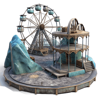 vibrant classic An Abandoned Amusement Park with Decaying high resolution png
