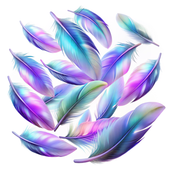 stunning vintage A Field of Floating Iridescent Feathers authentic png