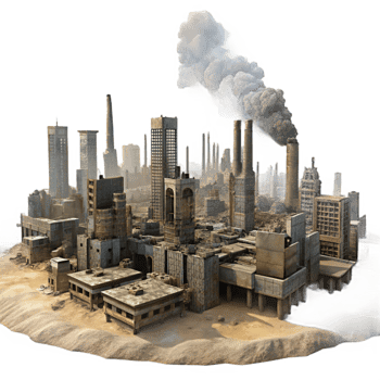 elegant contemporary A Dilapidated Post Apocalyptic Cityscape exclusive png
