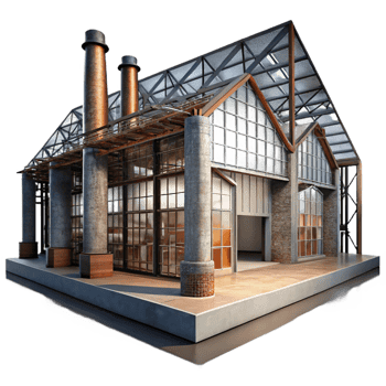 wonderful creative An Abandoned Industrial Factory Repurposed professional png