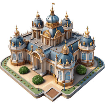 dramatic minimalist A Baroque Palace with Ornate Gardens Opul premium png