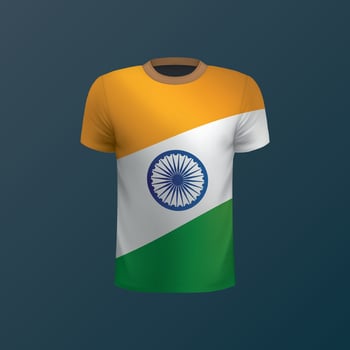 T-shirt with national flag of India on dark background vector