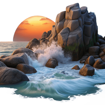 magnificent minimalist A Rocky Coastline with Crashing Waves D original png