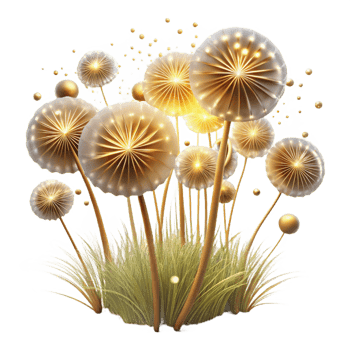 serene abstract A Field of Floating Dandelion Seeds Illum exclusive png