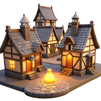 extraordinary rustic Medieval Thatched Cottage Village professional png