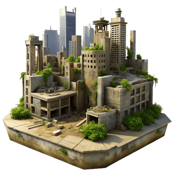 serene classic A Desolate Post Apocalyptic Cityscape Cr png