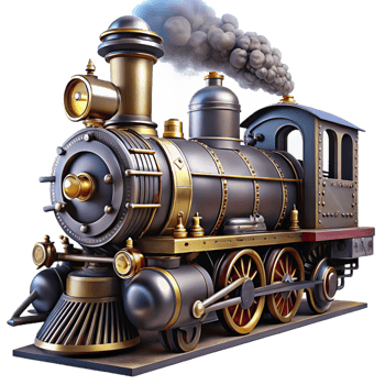 serene minimalist A Powerful Steampunk Locomotive Sleek B genuine png