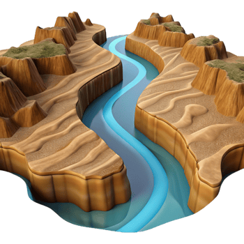 dramatic modern A Winding River Cutting Through a Canyon genuine png
