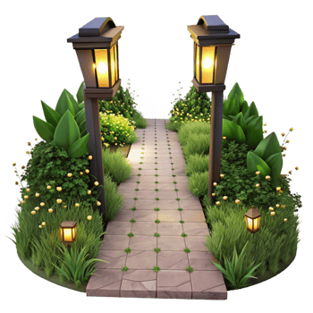 beautiful artistic A Lush Overgrown Garden Path at Twilight png