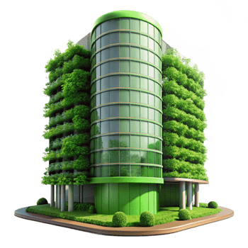 serene creative Green Skyscraper with Vertical Garden professional png
