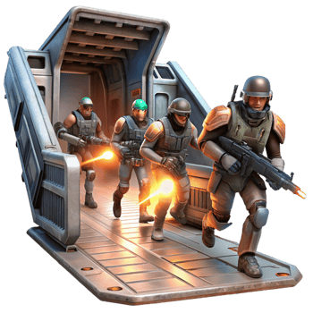 dramatic modern A Group of Space Pirates Boarding a Derel professional png