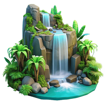 extraordinary abstract A Cascading Waterfall Surrounded by Lush authentic png