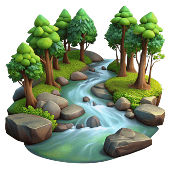 magnificent rustic A Babbling Brook Flowing Through a Forest genuine png