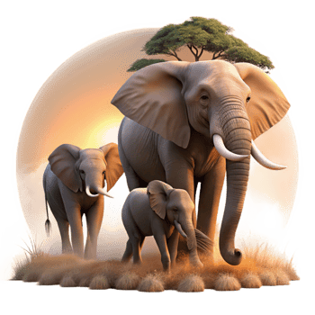 dramatic creative A Family of Elephants Walking Across The high resolution png