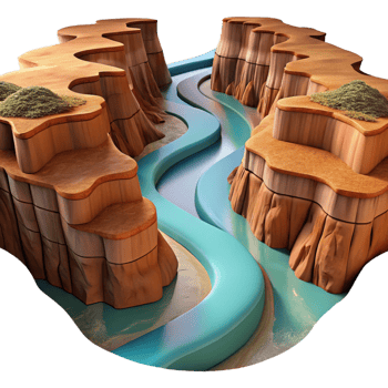 vibrant contemporary A Winding River Cutting Through a Canyon professional png