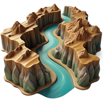 magnificent abstract Winding River in a Canyon genuine png