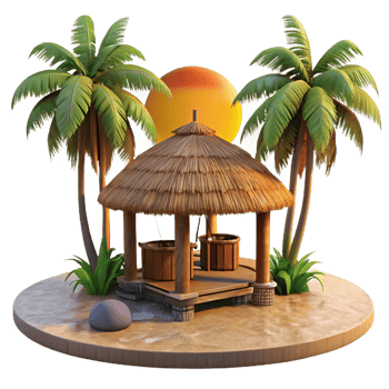 stunning rustic Tropical Island Bamboo Hut genuine png