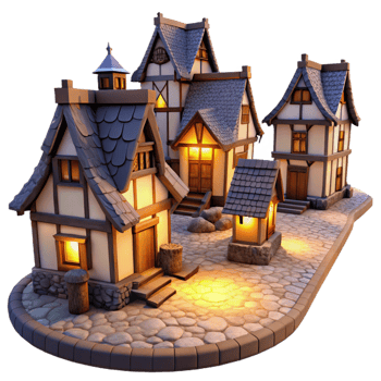 elegant vintage Medieval Thatched Roof Cottage high resolution png