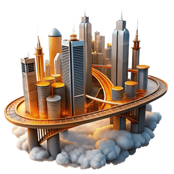 dramatic rustic A Futuristic Cityscape Towering Skyscrap original png