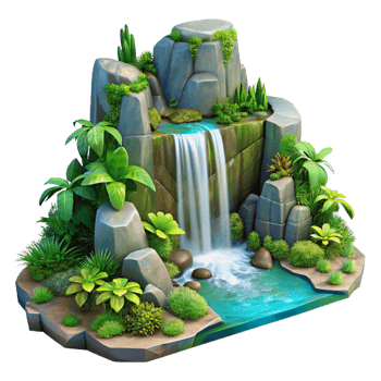 impressive rustic A Cascading Waterfall Tumbling over Mossy premium png