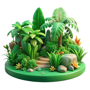 vibrant modern A Lush Green Jungle with Exotic Plants A detailed png