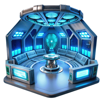 wonderful vintage Futuristic Spaceship Interior Glowing Panels detailed png
