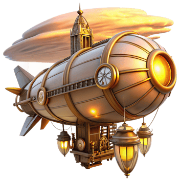 impressive minimalist A Majestic Steampunk Airship Adorned With exclusive png