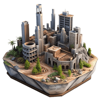 serene minimalist A Desolate Post Apocalyptic Cityscape Cr genuine png