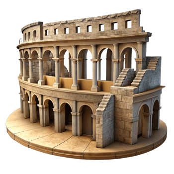 magnificent minimalist An Ancient Roman Amphitheater Crumbling high resolution png