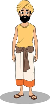 Illustrated Indian Village Men Character Designs vector