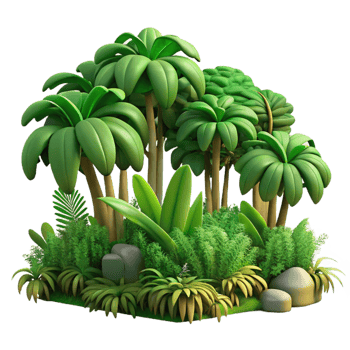 serene minimalist A Lush Green Jungle Dense Vegetation Tr high resolution png