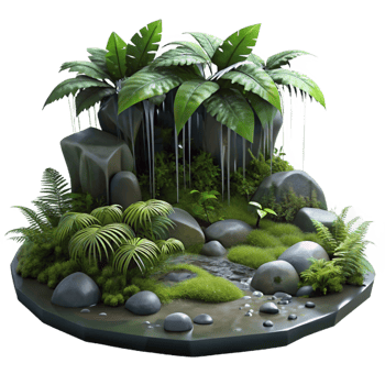 vibrant artistic A Rain Soaked Forest Floor Covered in Mo authentic png