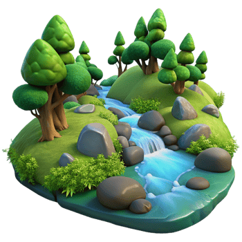 magnificent abstract A Babbling Brook Flowing Through a Mossy F high quality png