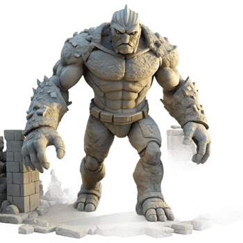elegant contemporary A Colossal Golem Made of Stone Lumbering detailed png