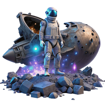 impressive minimalist A Lone Astronaut Clad in a Bioluminescen detailed png